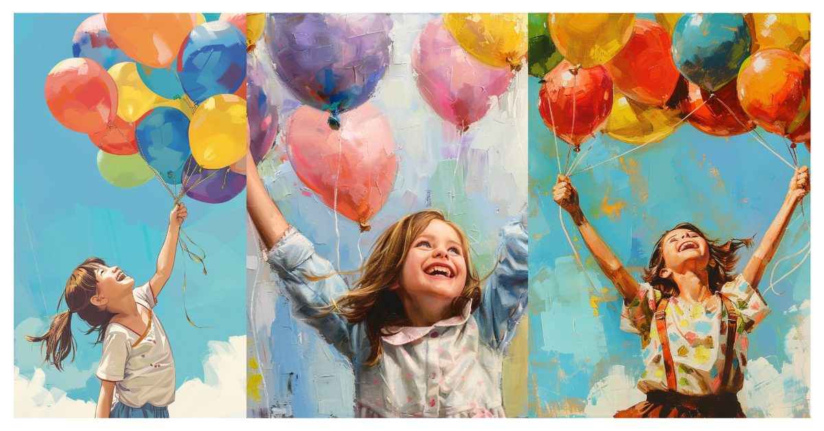 girls holding balloons outside