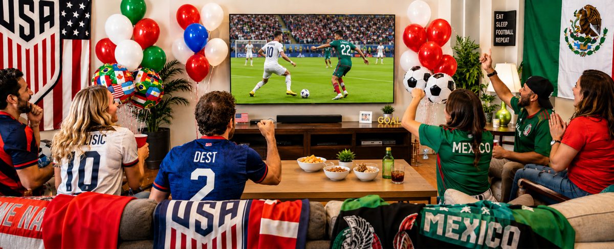 2026 World Cup watch party with balloon decorations