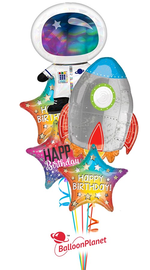 Astronaut Rocket Birthday Bouquet (5 Balloons)