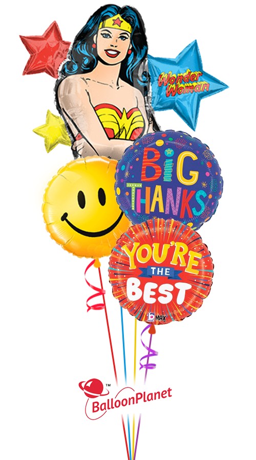 Wonder Woman Boss Balloon Bouquet (4 Balloons)