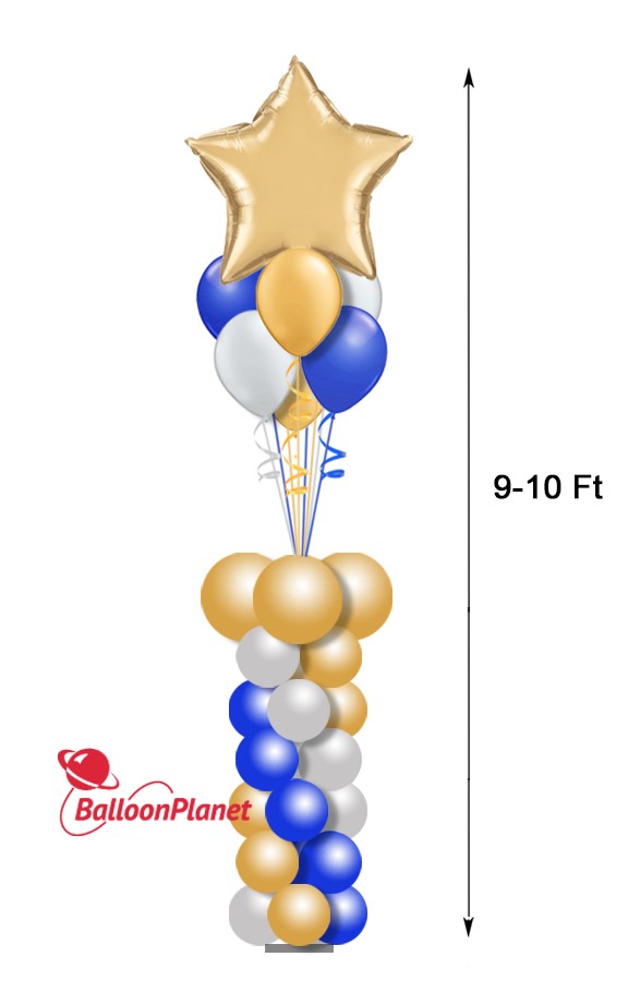 Balloon Column 9-10Ft Bouquet Star Pedestal Select Your Colors