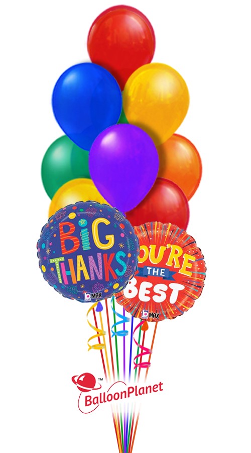 Bright Colors Boss's Day Balloon Bouquet (12 Balloons)