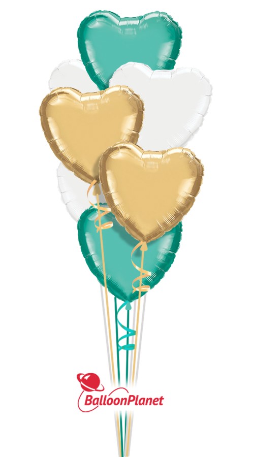 Riverside Green Gold & White Hearts Bouquet