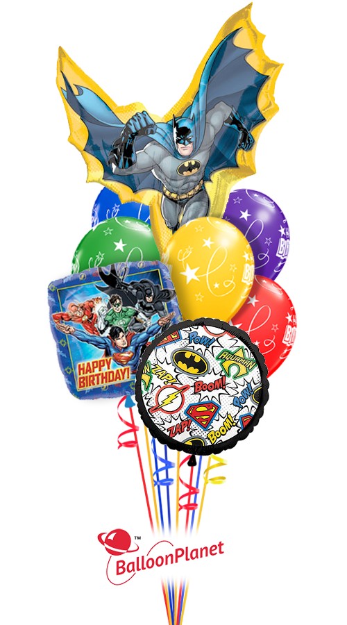 Batman Birthday Super Shape Balloon Bouquet (9 Balloons)