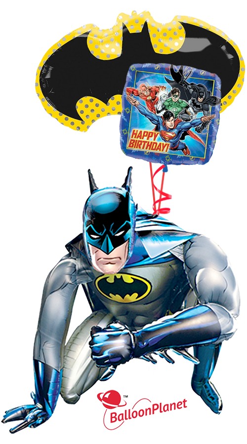 Batman Birthday With Batman Emblem Airwalker Bouquet(3 Balloons)