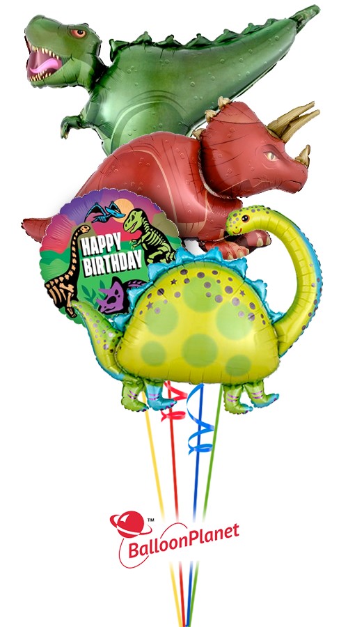 Soaring Dinosaurs Birthday Bouquet(4 Balloons)