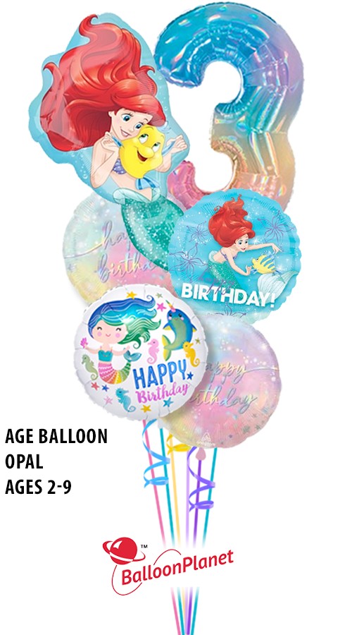 Custom Age Ariel Opal Bouquet (6 Balloons)