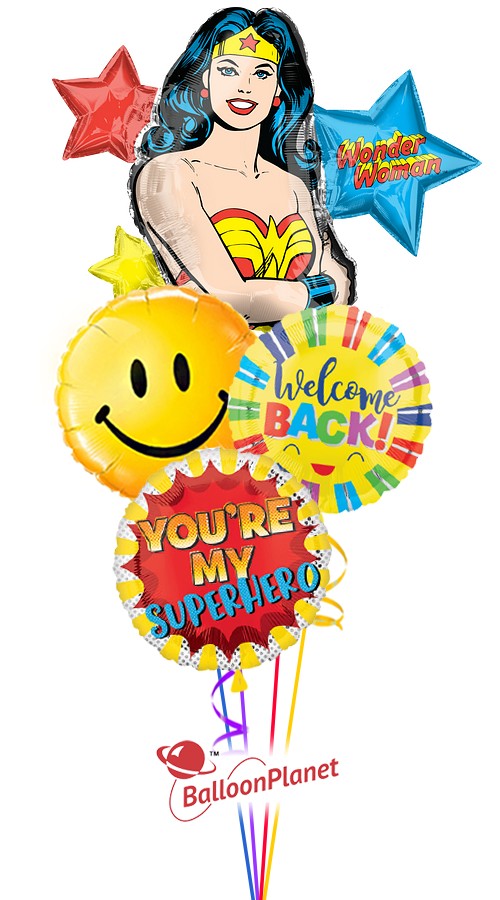 Wonder Woman Back to School Bouquet (4 Balloons)