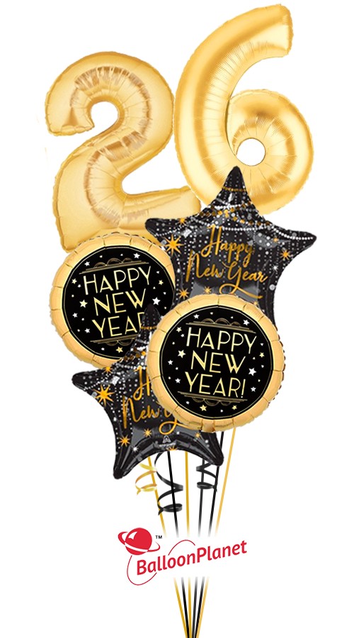 Jumbo Numbers New Year's Balloon Bouquet (6 Balloons)