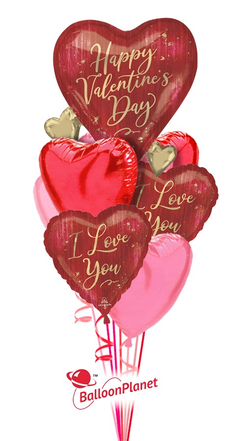 Rouge Hearts - With Love Valentine's Bouquet (9 Balloons)