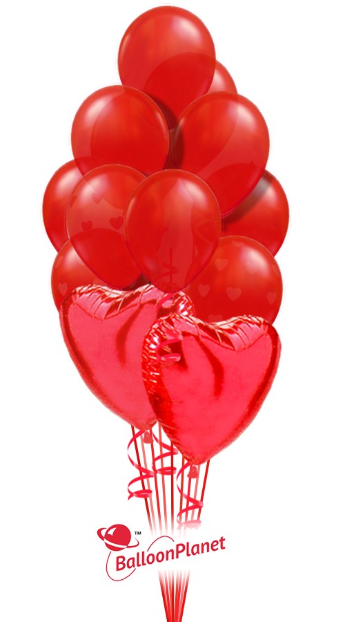 Red Mix - Love Free Valentine's Bouquet (14 Balloons)