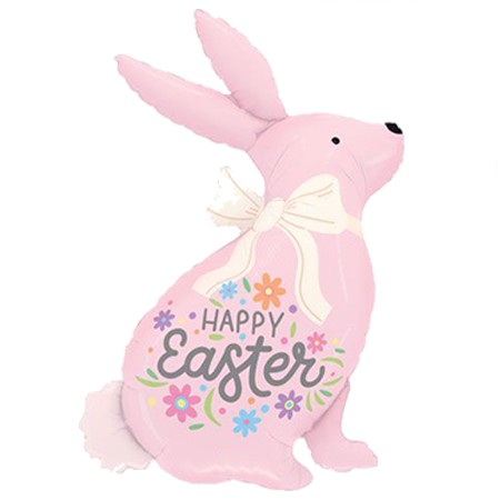 32in Pink Easter Bunny Single Mylar Balloon