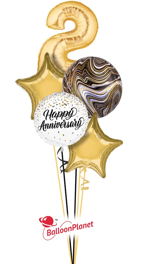 Single Digit With Stars Marble Anniversary Bouquet (5 Balloons)