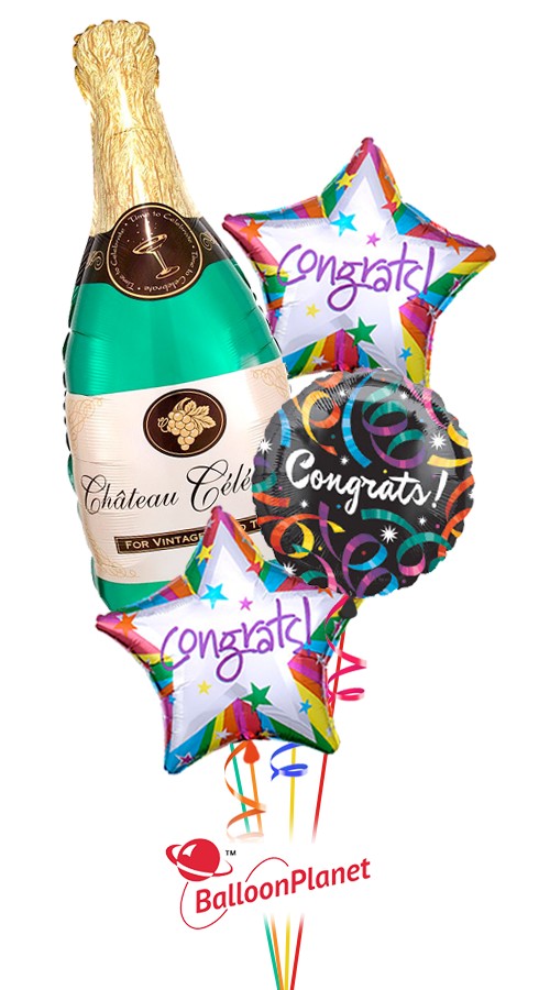 Champagne Congrats Balloon Bouquet (4 Balloons)