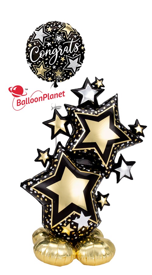 AirLoonz Congrats Gold Stars Cluster Balloon Display