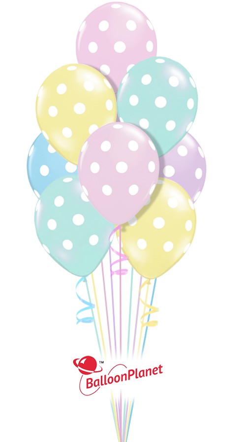 Pastel Matte Polka Dots Just For Fun Balloon Bouquet (10 Balloons)