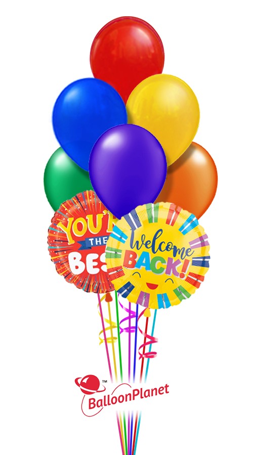 Rainbow Welcome Back Balloon Bouquet (9 Balloons)