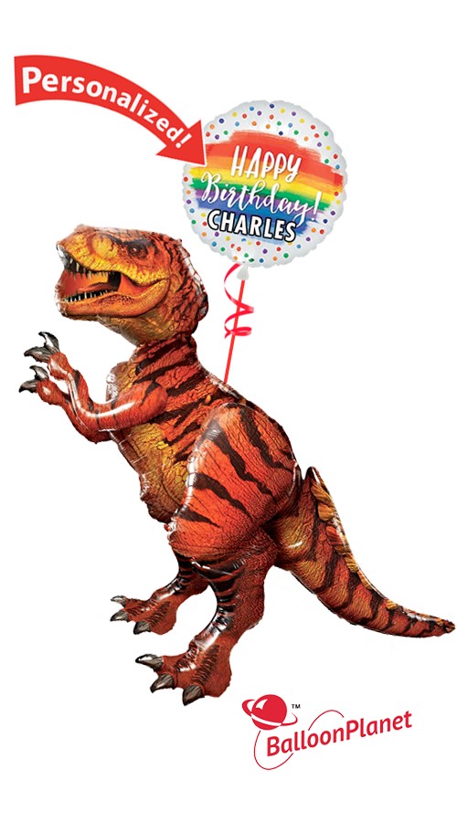 Personalized Name Jurassic World T-Rex (2 Balloons)