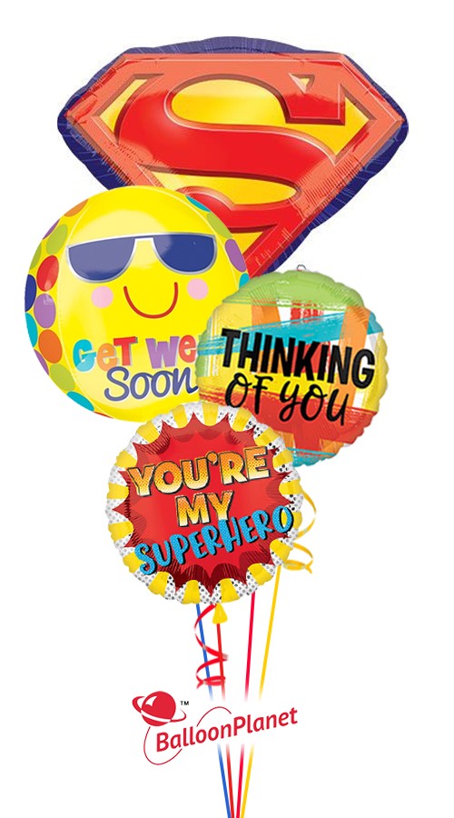 Superman Emblem Back to School Bouquet (4 Balloons)