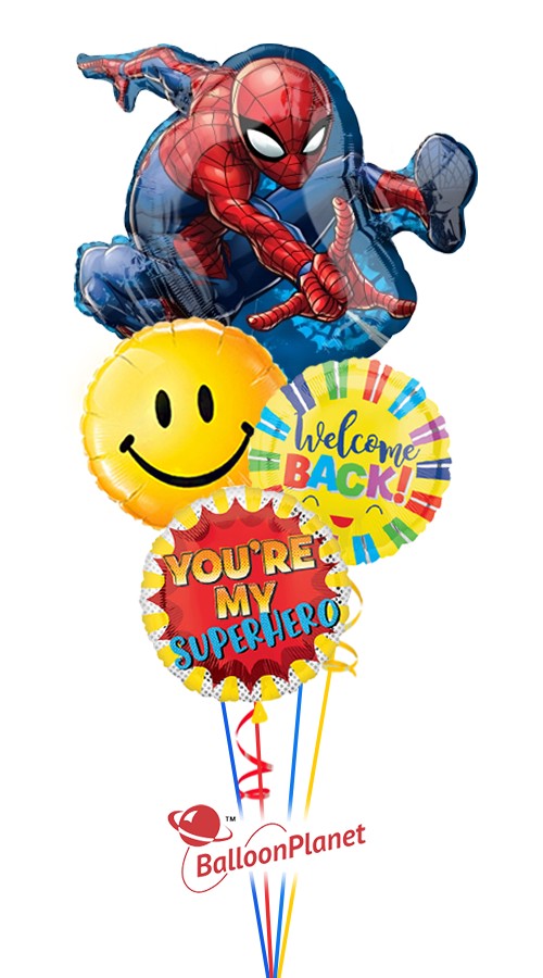 Spiderman Back to School Bouquet (4 Balloons)