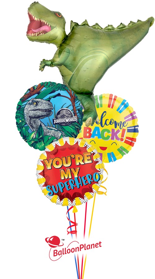 T-Rex Jurassic World Back to School Bouquet (4 Balloons)