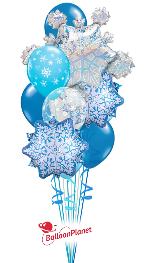 Jumbo Snowflake Holiday Bouquet (13 Balloons)