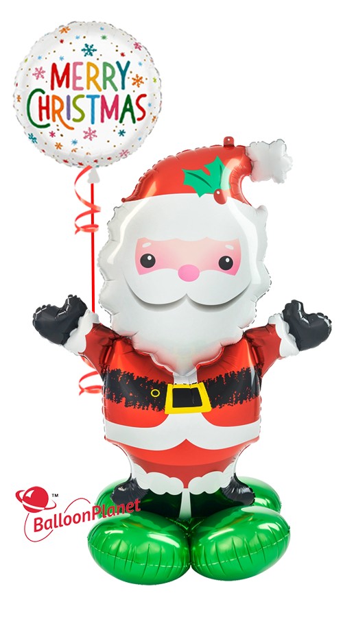 Santa AirLoonz With Christmas Mylar (2 Balloons)