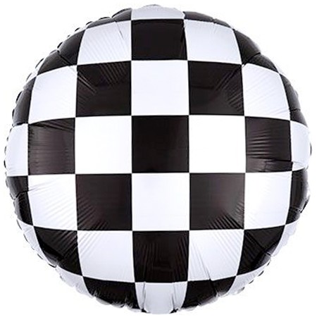 Checkered Round 18in Mylar Balloon