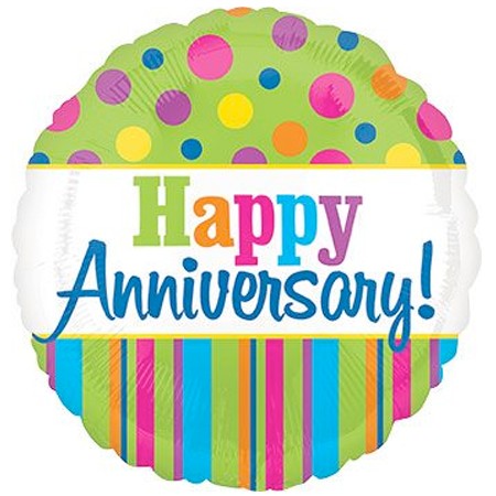 Bright Happy Anniversary 18in Mylar Balloon