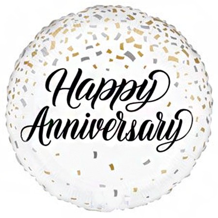 Anniversary Metallic Confetti 18in Mylar Balloon