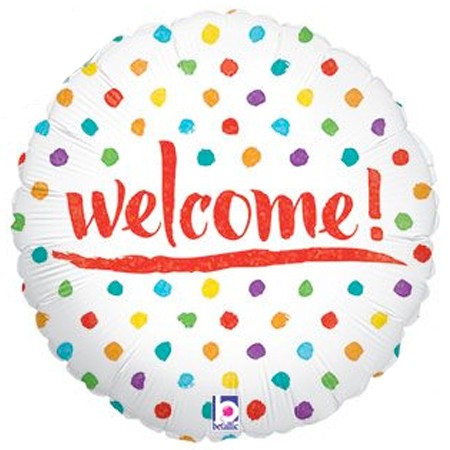 Welcome Dots 18in Mylar Balloon