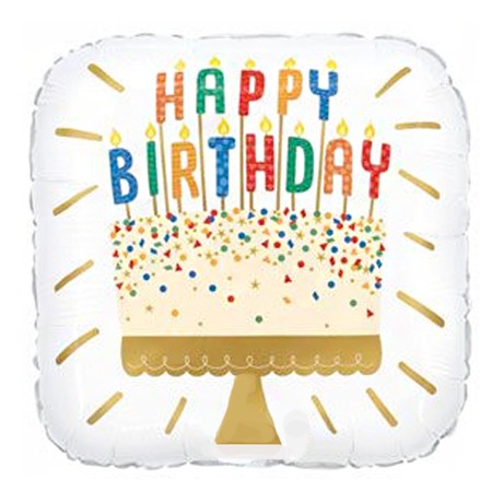 Birthday Cake & Candles 18in Mylar Balloon