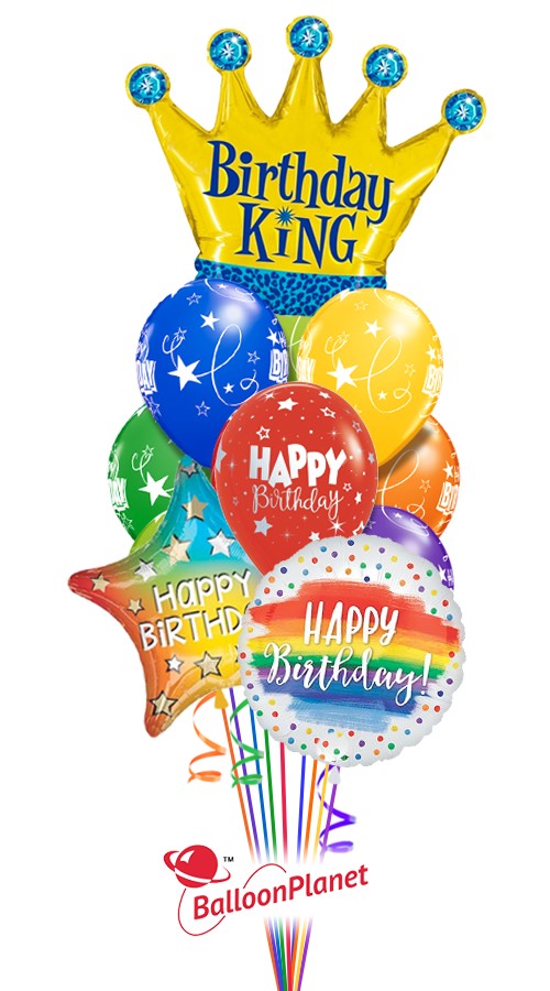 Birthday King Balloon Bouquet (12 Balloons)