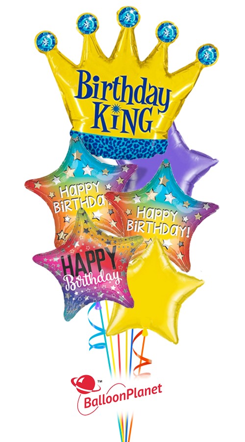 Birthday King Balloon Bouquet (6 Balloons)