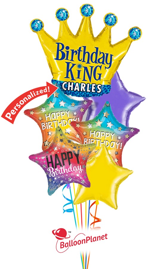 Personalized King Balloon Bouquet (6 Balloons)