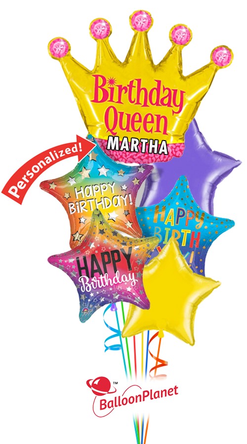 Personalized Queen Balloon Bouquet (6 Balloons)