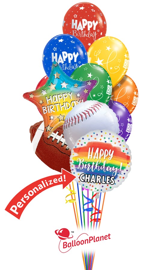 Custom Name Ftball Baseball Bouquet (11 Balloons)