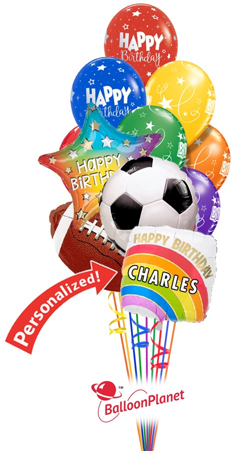 Custom Name Ftball Soccer Bouquet (11 Balloons)