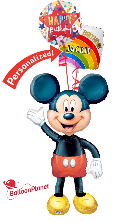 Personalized Mickey Airwalker Bouquet (3 Balloons)