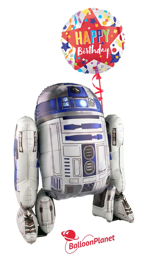 R2D2 Airwalker Birthday Display (2 Balloons)