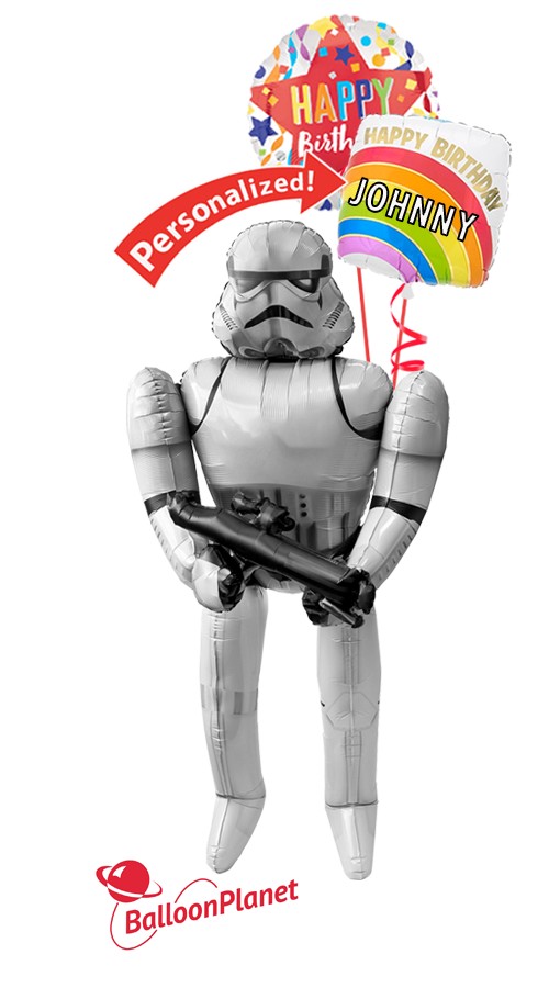 Custom Storm Trooper Birthday Bouquet (3 Balloons)
