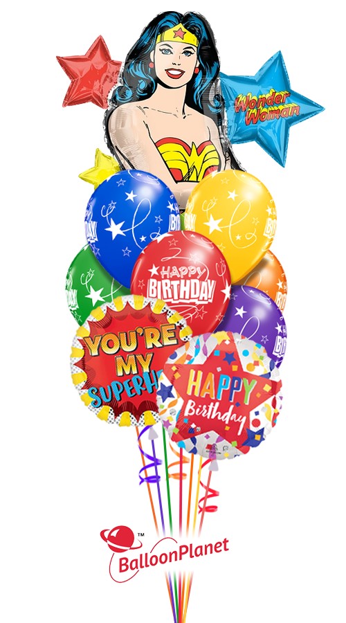 Wonder Woman Birthday Bouquet (9 Balloons)