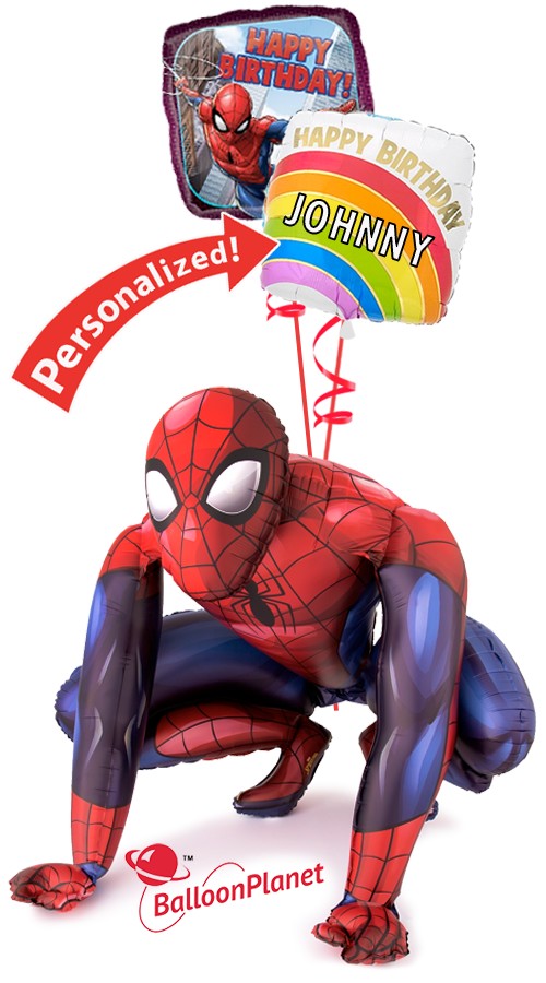Personalized Spiderman Airwalker Display (3 Balloons)