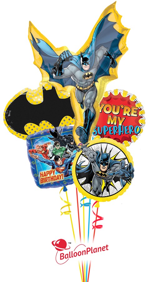 Batman Emblem Balloon Bouquet (5 Balloons