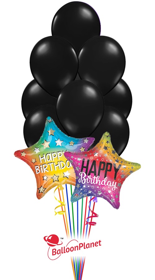 Fave Colors - Black B'Day Balloon Bouquet (12 Balloons)