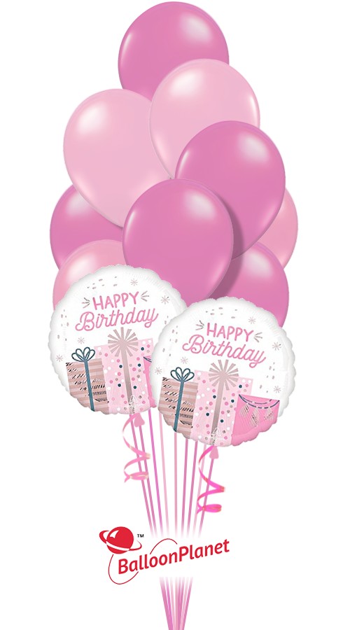 Pink Mix 15 Birthday Balloon Bouquet (15 Balloons)