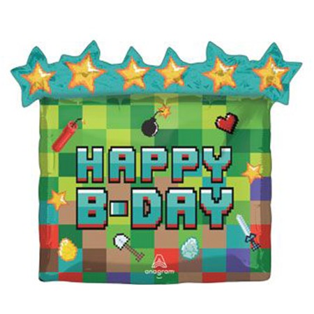 Pixel Gamer Party Box 25in Mylar Balloon