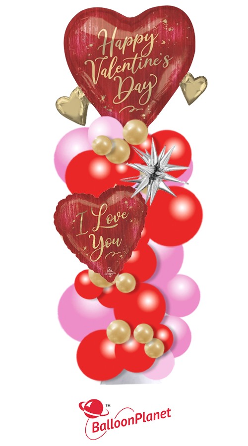 Love You Valentine 7ft Balloon Gift Column