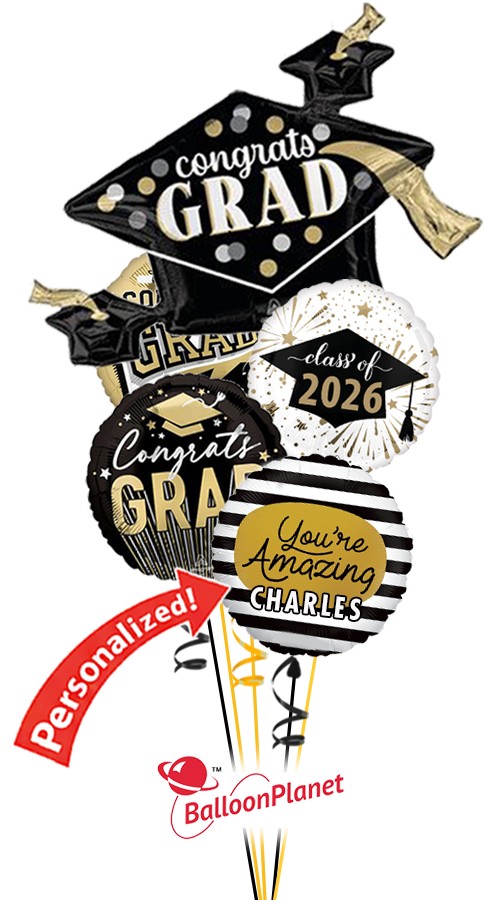 Personalized Amazing Grad Balloon Bouquet (5 Balloons)