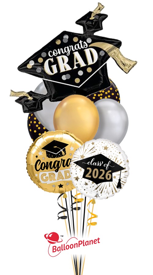 Jumbo Grad Cap Balloon Bouquet (9 Balloons)